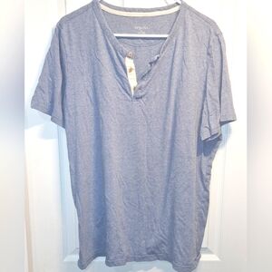 Merona Pale Blue Henley Short Sleeve T Shirt XL